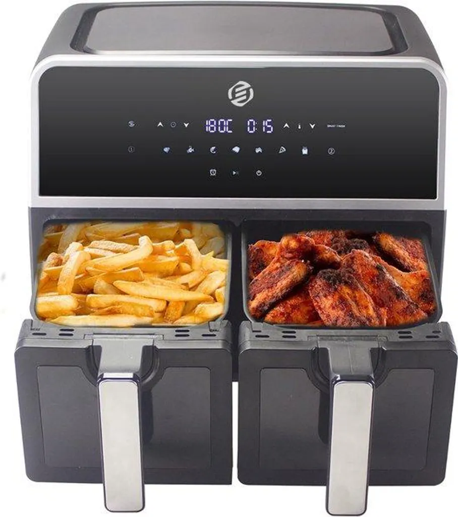 Friteuse à air chaud double pour repas de famille et cuisson simultanée