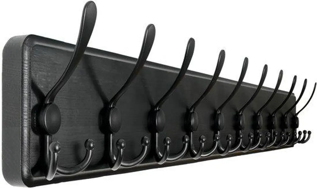 Gagnez de l'espace avec ce portemanteau bois noir 98 cm 10 crochets mural