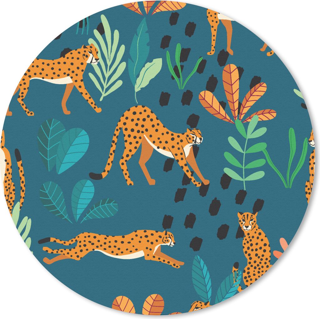 MuchoWow Mauspad Mousepad Muster - Tiger - Pflanzen 40x40 cm - Mousepads - Maus Mat - Pad - Mausunterlage - Schreibtisch Accessoires