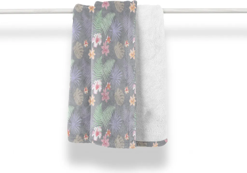 Plaid Arredo ABAKUHAUS Foglie Esotiche 125x175 - Flanella Morbida