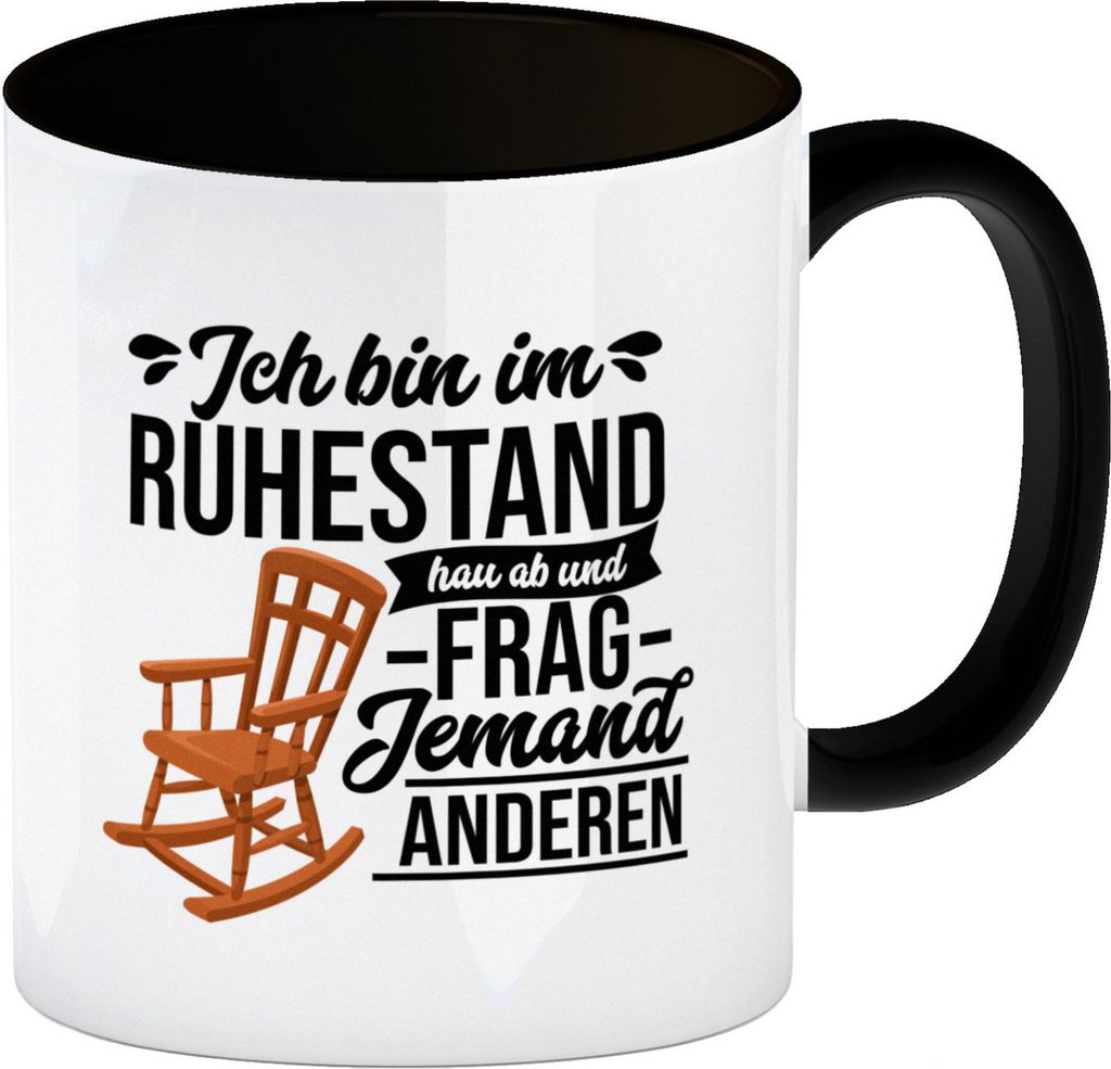 Rente Kaffeebecher in schwarz mit Spruch für Rentner Ich Produktbild 