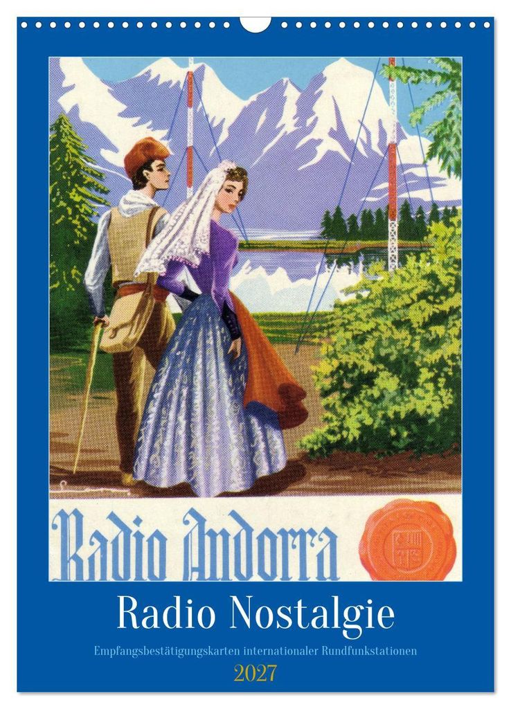 Radio Nostalgie - Empfangsbestätigungskarten internationaler Rundfunkstationen (Wandkalender 2027 DIN A3 hoch), CALVENDO Monatskalender