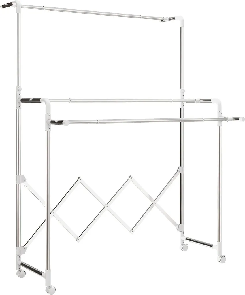 Séchoir à linge réglable inox pliable, étendoir robuste 3 niveaux