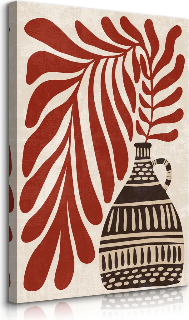 Muralo su Tela Boho Brocca e Foglie - Decorazione Sala 70x100cm