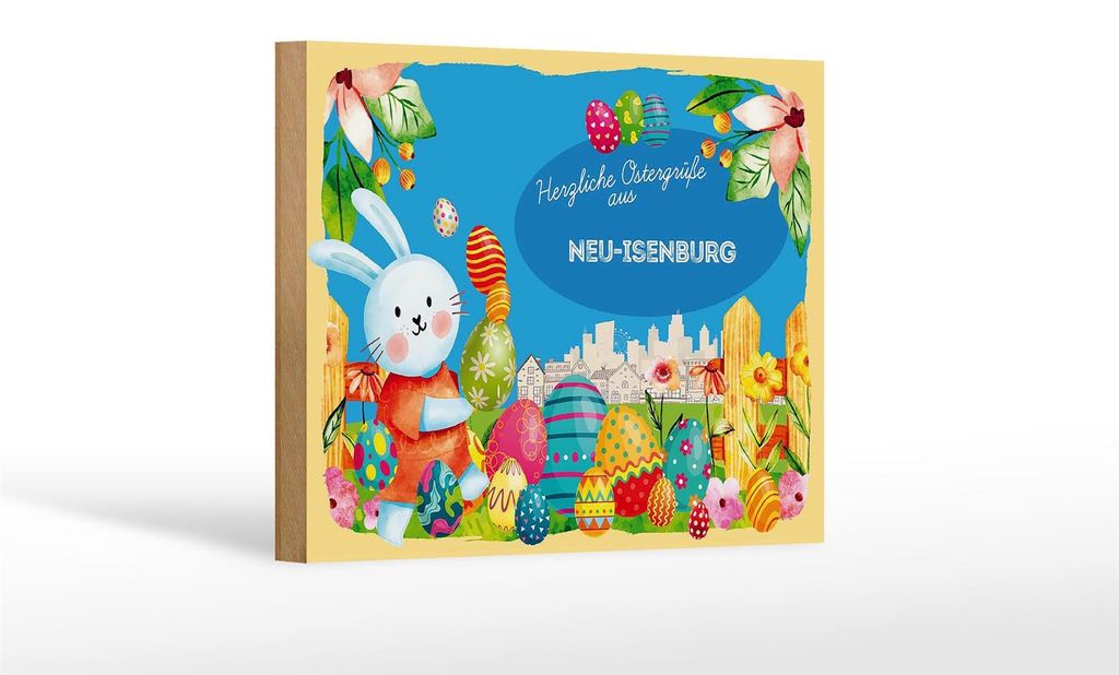Holzschild Ostern Ostergrüße 18x12 cm NEU-ISENBURG Geschenk Dekoration