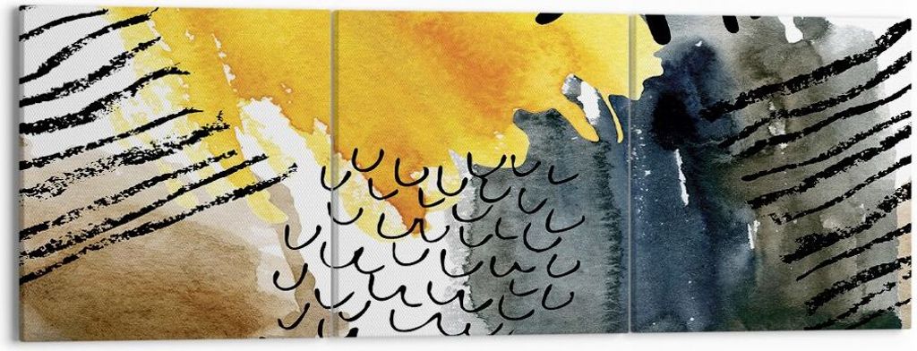 Bild auf Leinwand - Leinwandbild - 3 Teile - Abstraktion Muster Flecken - 150x50cm - Wand Bild - Wanddeko - Wandbilder - Leinwanddruck - Bilder - W...