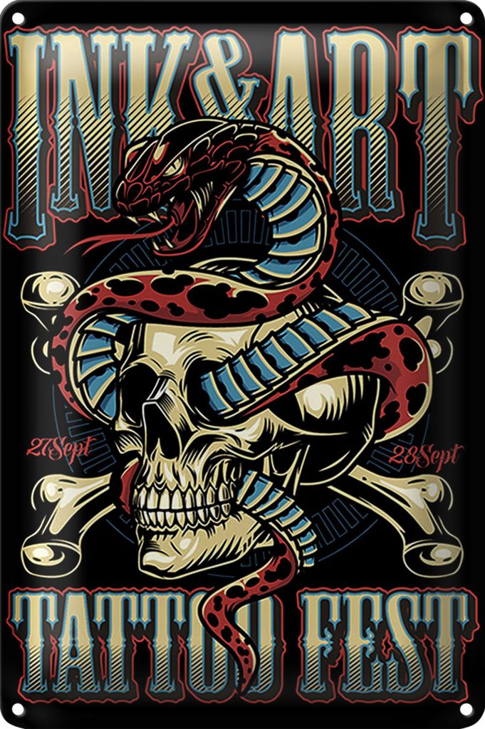 Blechschild Tattoo 18x12cm Tatoo Fest 27 28 Sept