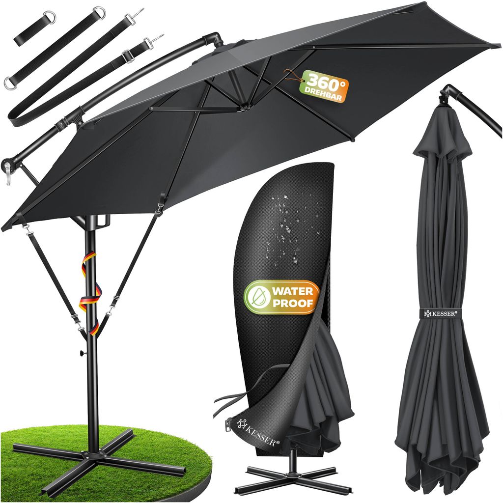 KESSER® Alu Ampelschirm Sonnenschirm + Abdeckung Ø300 cm / Produktbild 