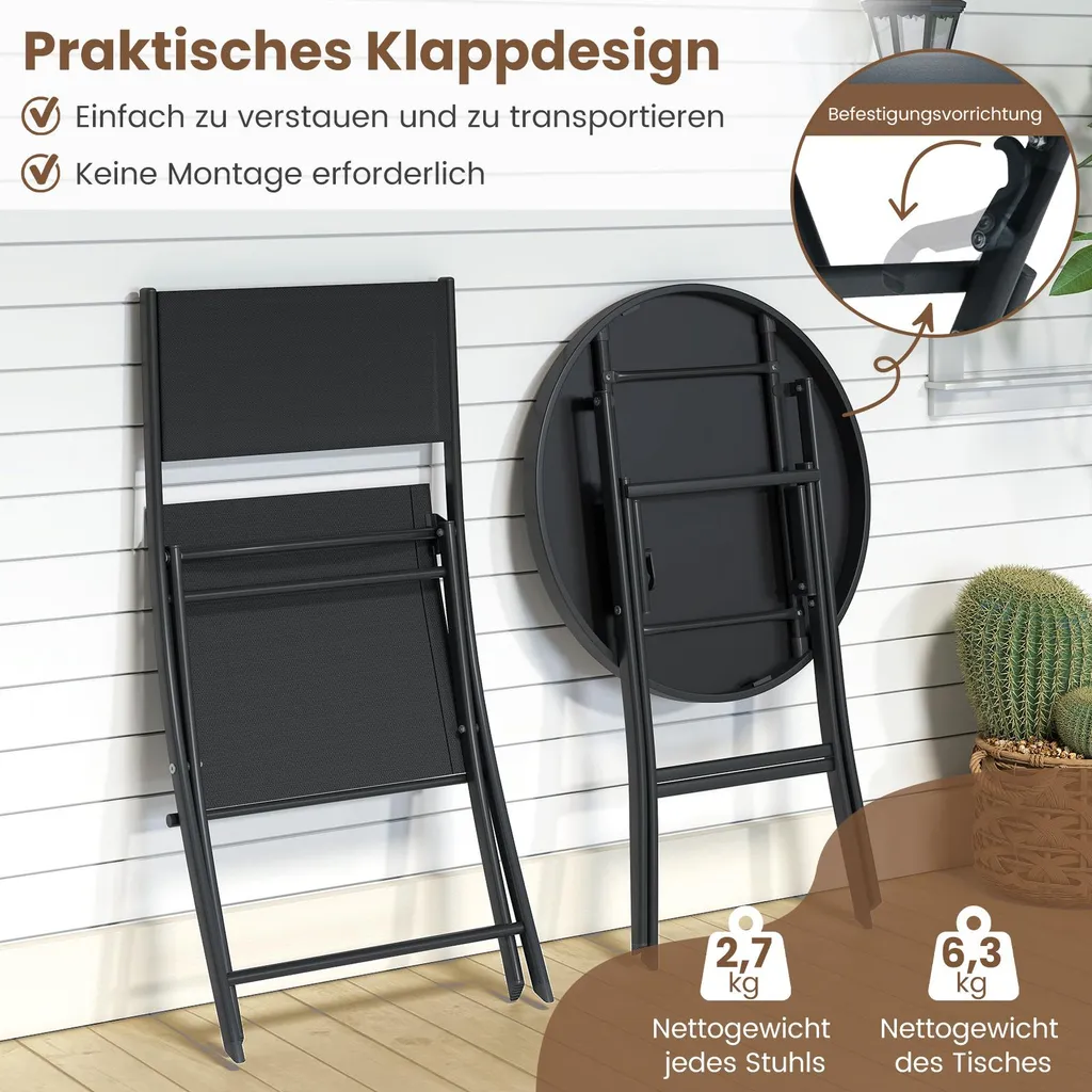Set Bistro COSTWAY: Arreda il tuo Giardino o Balcone con Stile 3 Pezzi - 7