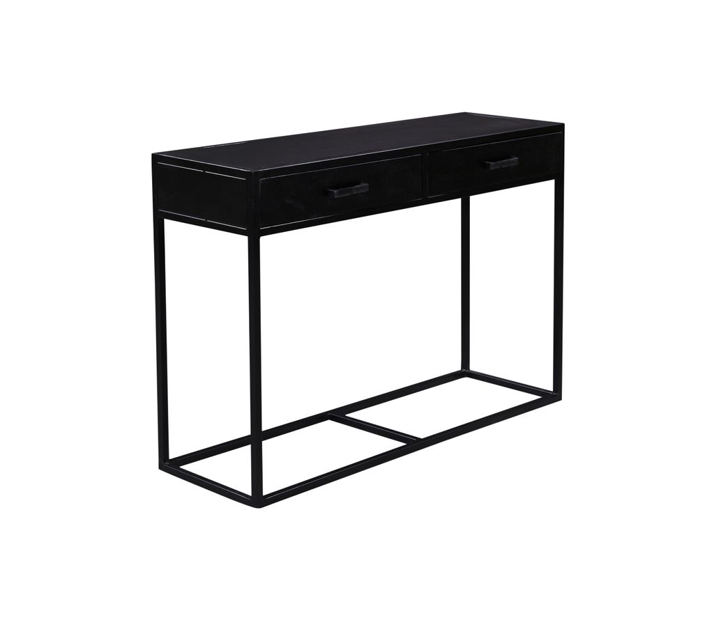 Livingfurn - Wandtisch Kala - 120x80x35 cm - Mangoholz / beschichteter Stahl