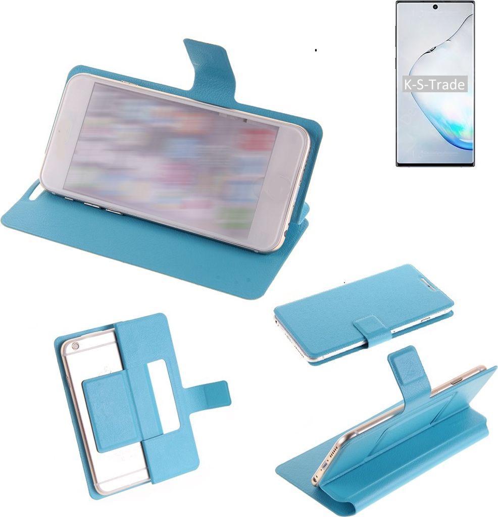K-S-Trade Schutzhülle Handyhülle kompatibel mit Samsung Galaxy Note10 SD855 Flip cover Handy case Smartphone Klapphülle blau