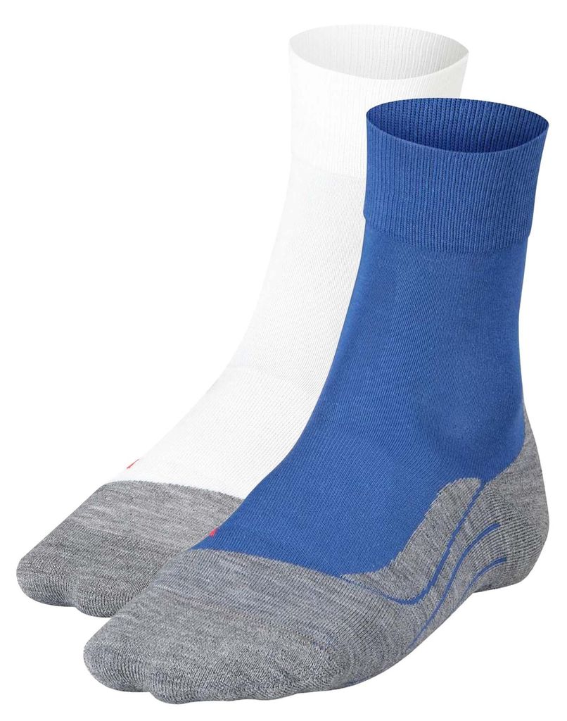 FALKE Herren Ergonomic Fitness Lauf Socken, Sport System 2er Pack - RU4 Sportsocken Weiß/Grau/Blau/Grau 44-45 (9.5-10.5 UK)