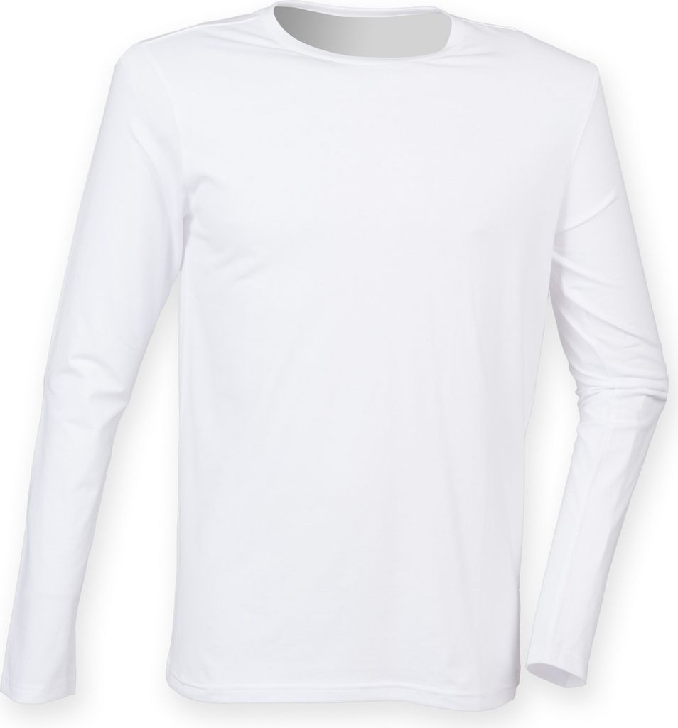Skinnifit Herren Feel Good Stretch T-Shirt, langärmlig RW4736 (L) (Weiß)