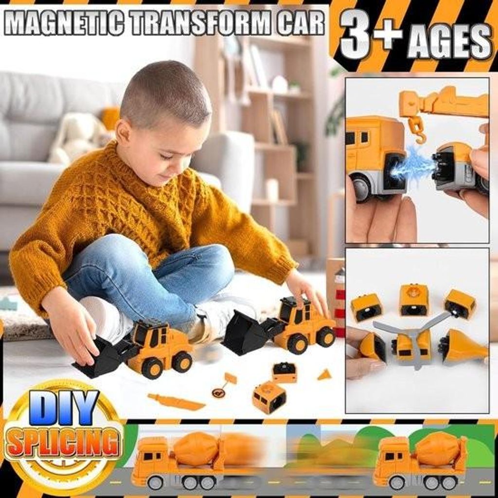 Magnetisches Transformations-Engineering-Auto-Montagespielzeug – 35-teiliges magnetisches Bauspielzeug für Kinder – 1–3 Verwandelbares Robot...