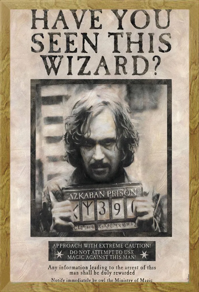 Harry Potter - Poster - Sirius Black + cornice rimovibile, Shinsuke® Maxi MDF oak, vetro acrilico