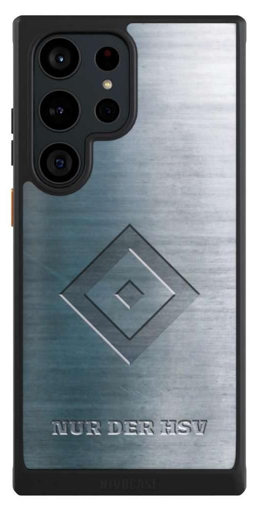 NIVOCASE Hülle für Samsung Galaxy S23 Ultra Handyhülle NIVOcore Case Schwarz HSV Hamburger SV Metallic Look