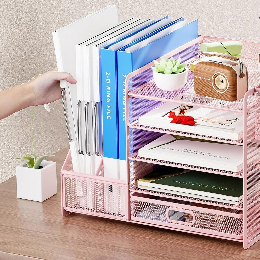 Multifunktionaler Schreibtisch-Organizer mit Dokumentenhalter und Schublade in mehreren Ebenen für Ordnung im Büro