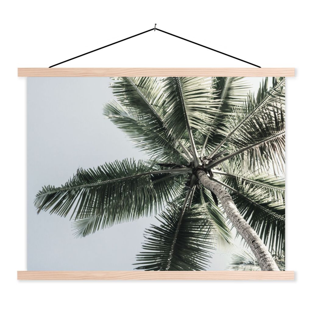 MuchoWow Textilposter Palme - Tropisch - Sommer 120x90 cm mit holzfarbenen Rahmen - Magnetisch