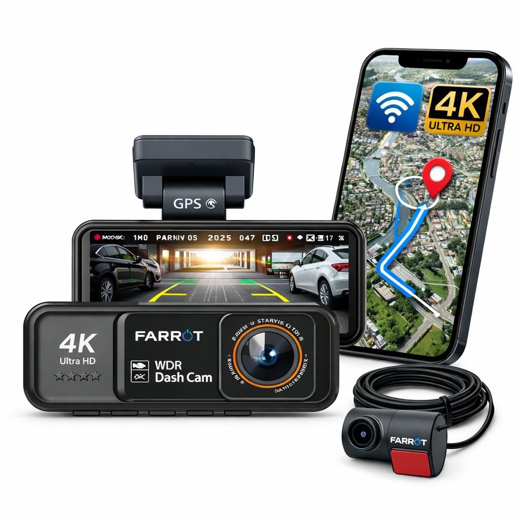Dashcam auto FARROT A8 4K UHD, doppia camera anteriore + Immagine del prodotto 