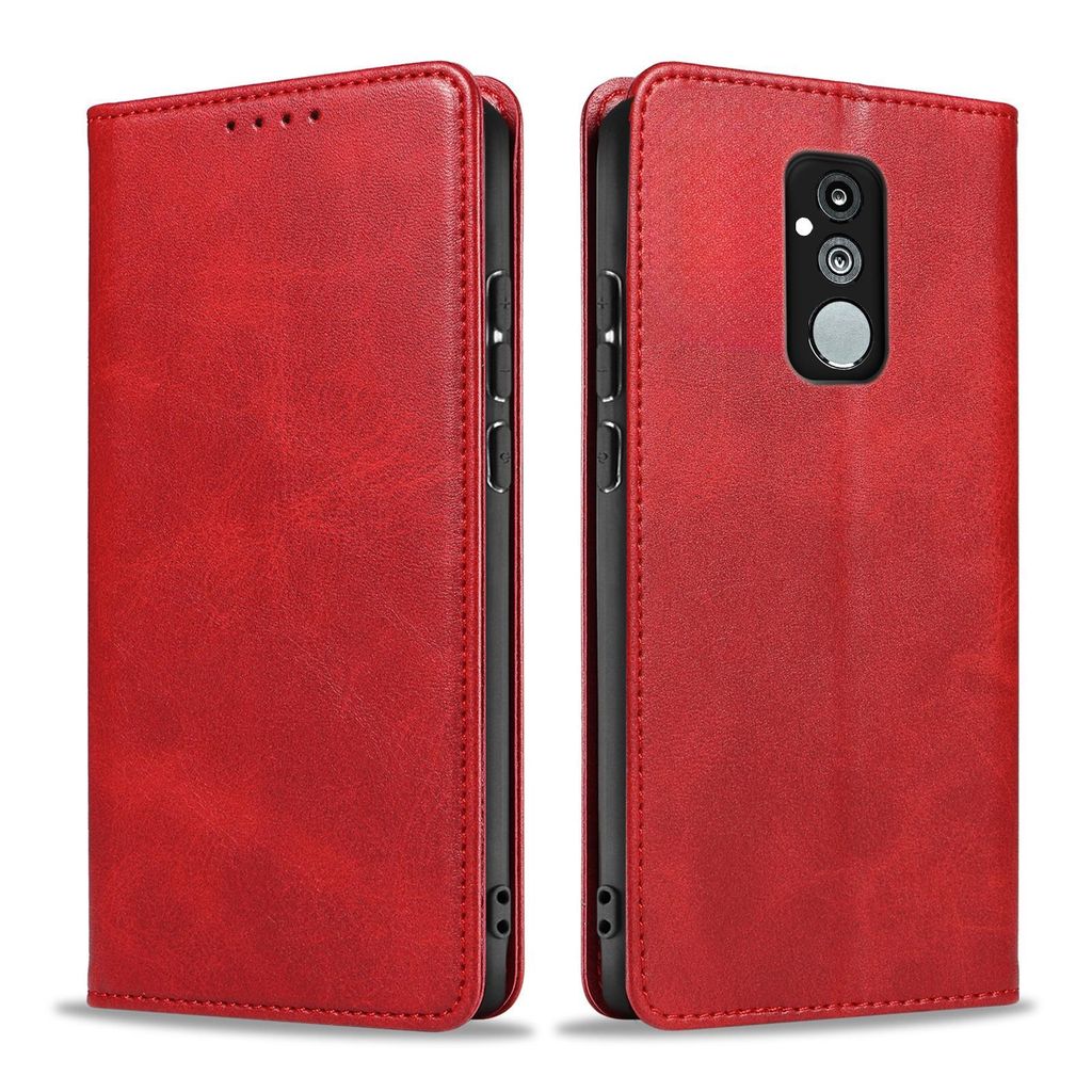 Handyhülle für Huawei Mate 20 Lite Kunstleder Flip Cover Hülle Handytasche Case Kartenfach Farbe: Rot