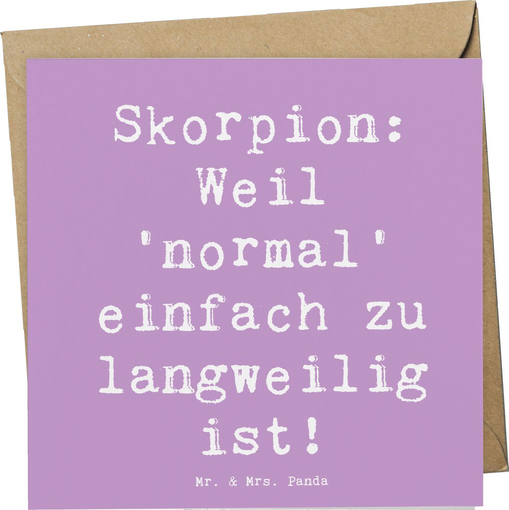 Mr. & Mrs. Panda Glückwunschkarte Spruch Skorpion Unikat - Lavendeltraum - Geschenk, Horoskop, Geschenke Sternzeichen, Leidenschaft, anlasskarte, ...