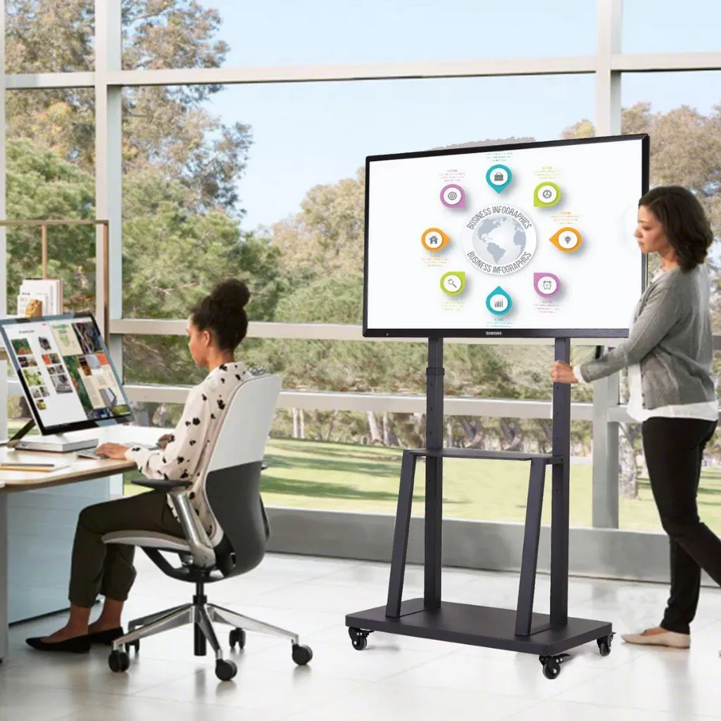 Support TV pour visioconférence et salon réglable pour écran 32-80"