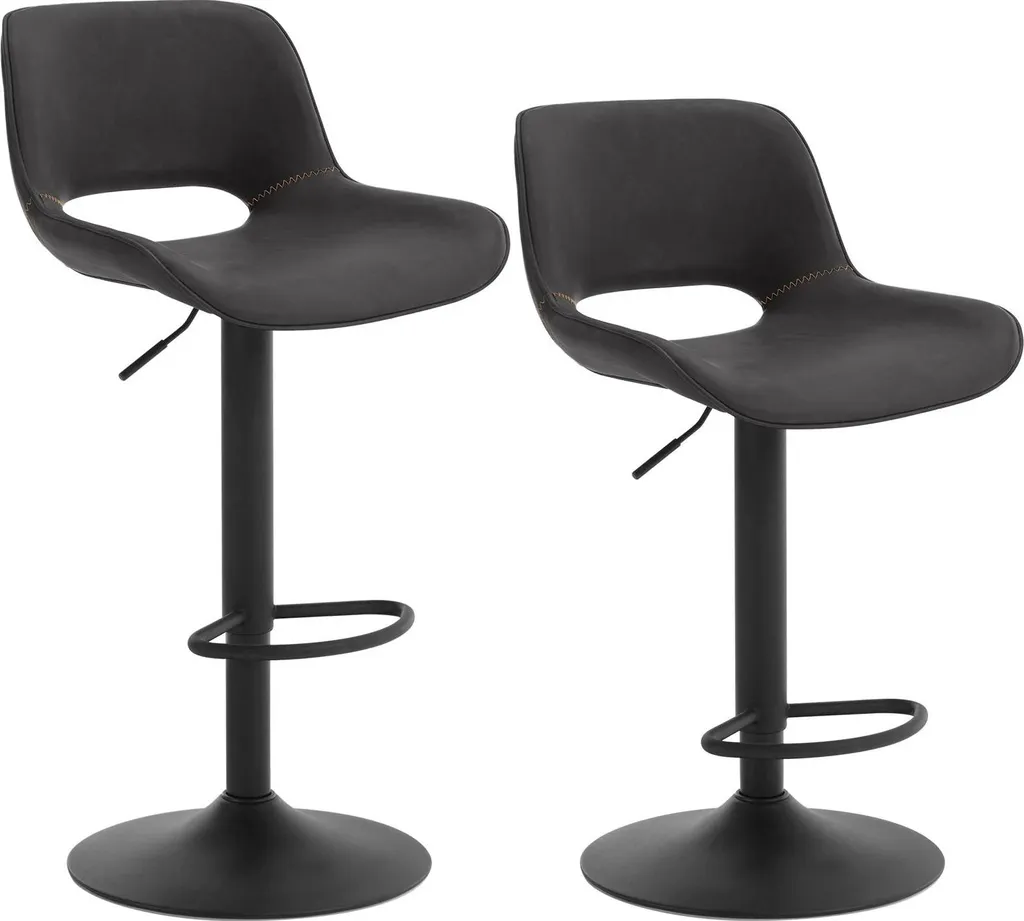 Tabouret de Bar Pivotant avec Dossier et Repose-pieds en Similicuir x2