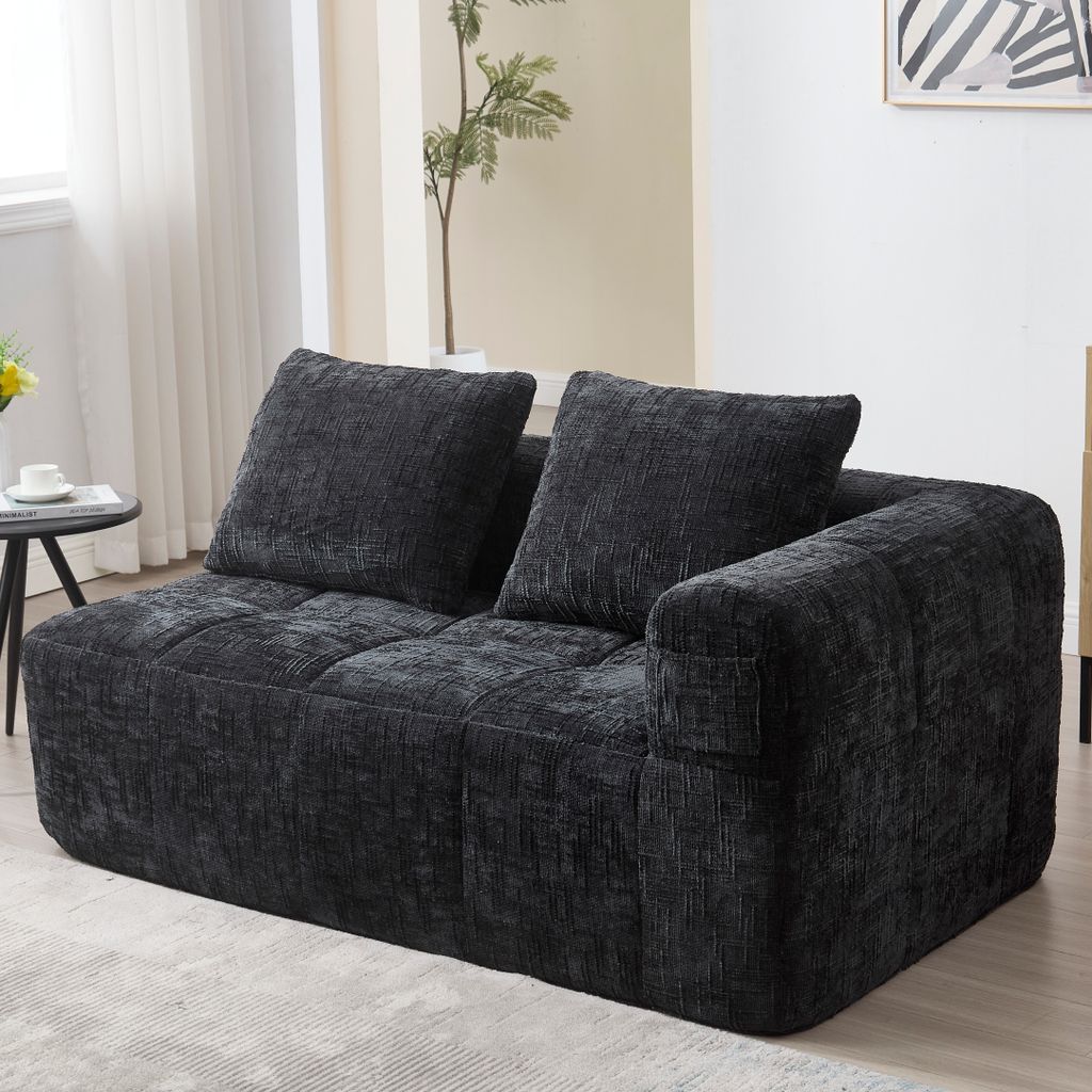 STILVORA Ecksofa für 2 Personen,Moderner Doppel-Loungesofa Relaxsofa mit Armlehnen&Kissen,keine Installation erforderlich,Seitentasche für Fernbe...