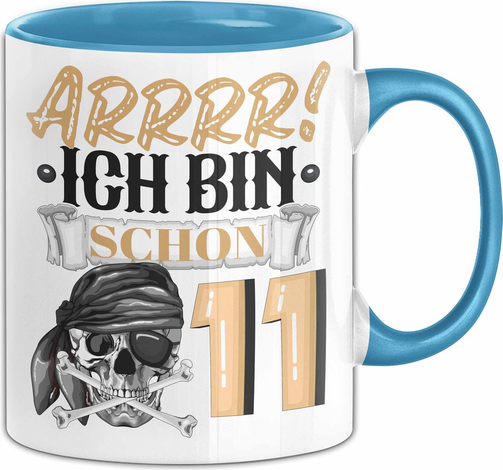 11. Geburtstag Geschenk Tasse Becher Jungs Pirat Arrrr Ich Bin Schon 11 (Blau)