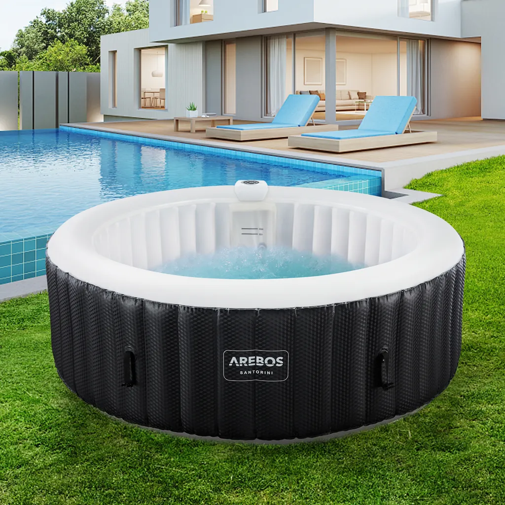 Spa Gonflable Rond 6 Places AREBOS 1000L et Éclairage LED Ambiance