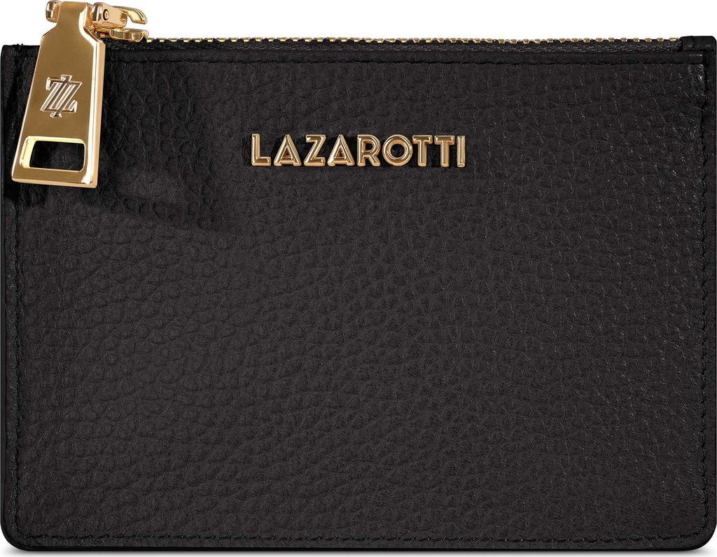 Lazarotti Kartenhalter Bologna Leather Zip Etui 4 Card Slots Black schwarz