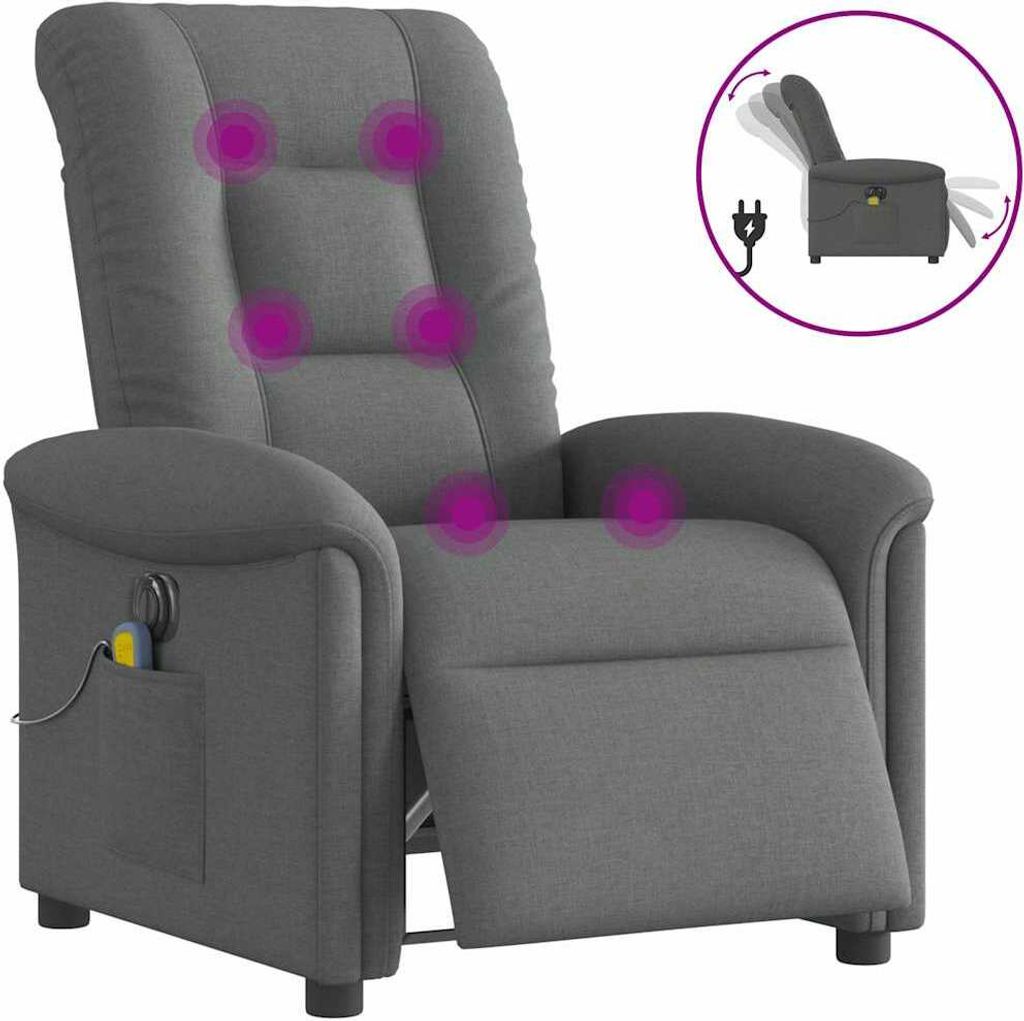 "2026 Promotion" Massagesessel Elektrisch - Fernsehsesel - Dunkelgrau Stoff - Couchsessel CC16276