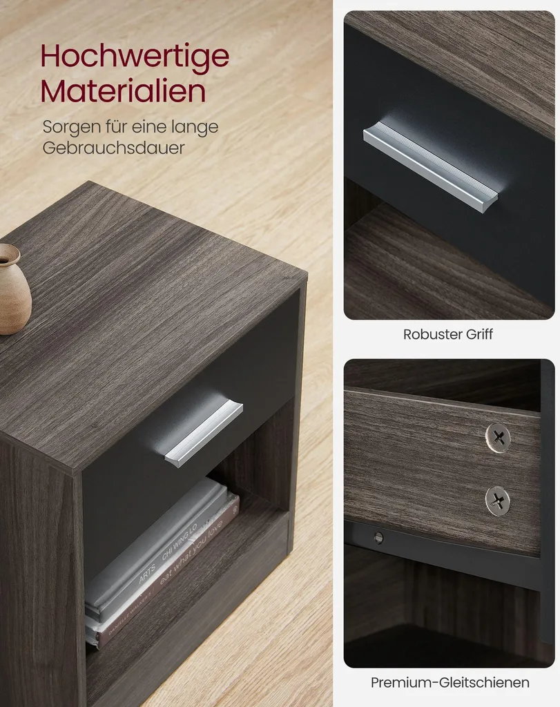 Meuble d'appoint pour chambre marron et noir, idéal pour petits espaces - 4