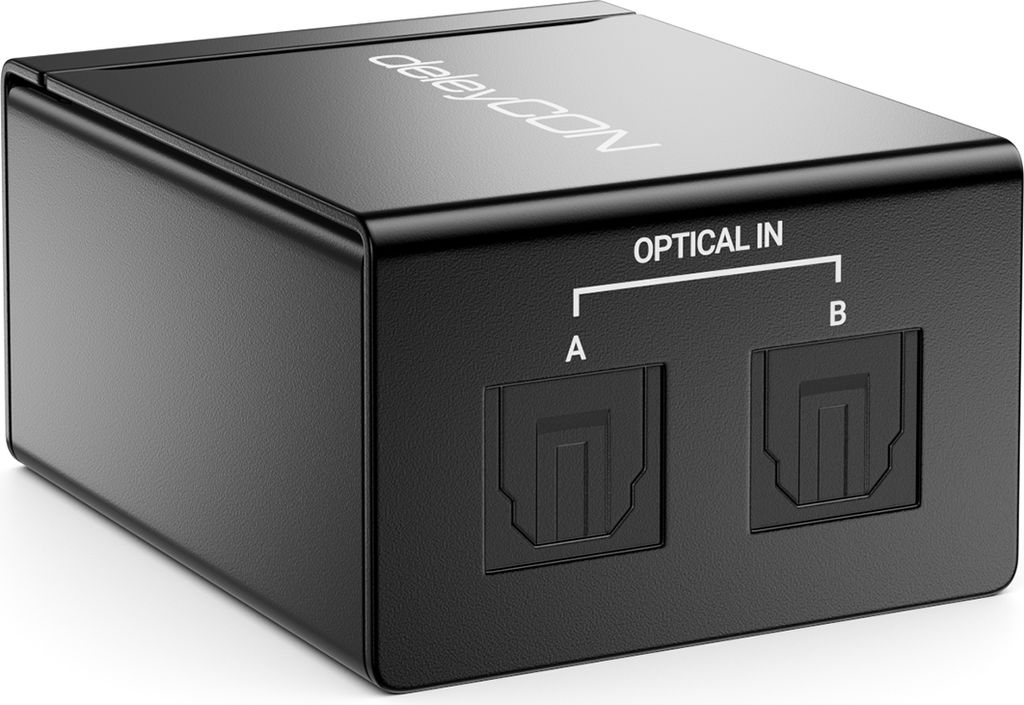 deleyCON Toslink 2x1 Switch SPDIF Audio Verteiler Splitter (2x IN & 1x Out)
