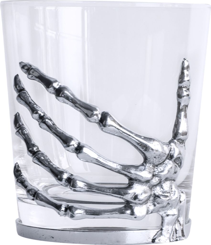 Gothic Heritage Whiskyglas mit silberner Skeletthand 300ml