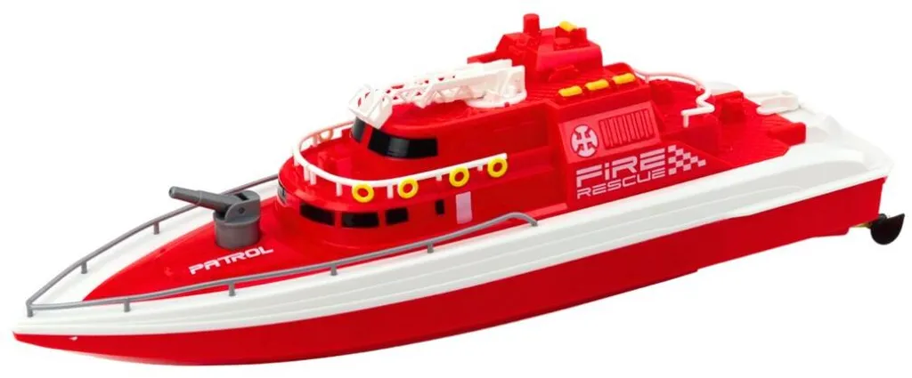 Bateau RC 1:28 Rescue Rouge - Modèle Stable Anti-Retournement pour Débutant