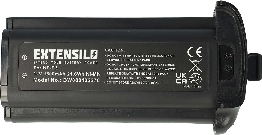 EXTENSILO Akku kompatibel mit Canon EOS 1Ds Mark II, 1D Mark II N, 1D, 1D Mark II, 1Ds Kamera (1800 mAh, 12 V, NiMH)