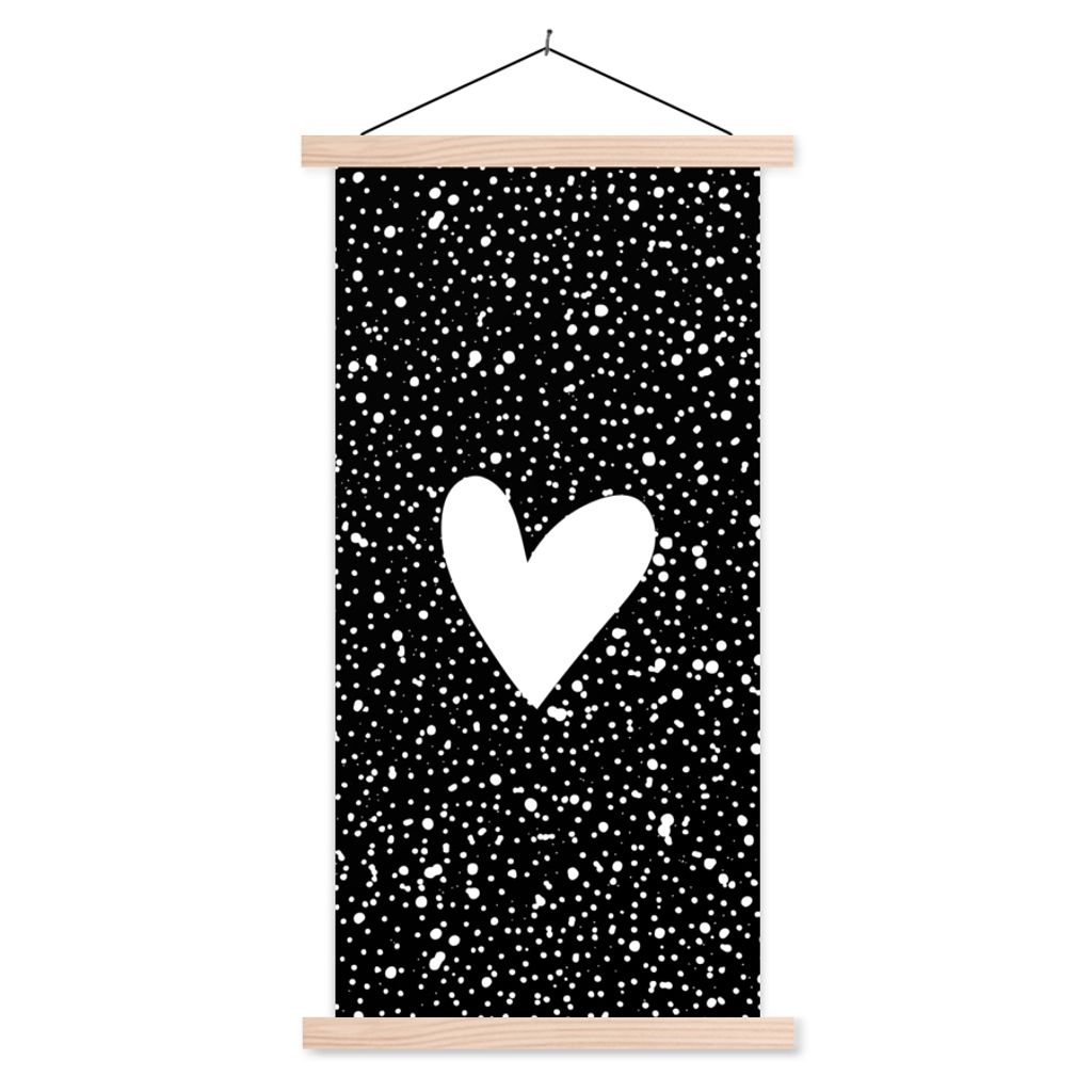 MuchoWow Textilposter Design - Liebe - Herz 60x120 cm mit holzfarbenen Rahmen - Holz