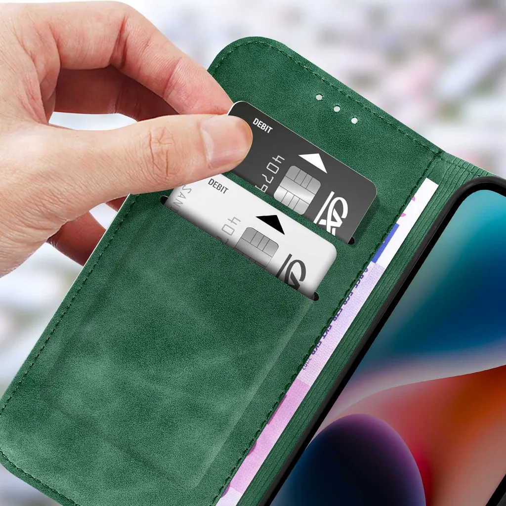 Custodia Libretto iPhone 14 Verde Soft Touch - Protezione Premium 360 - 3