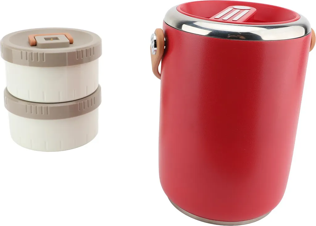 Lunch box isotherme 2L en inox 304 empilable pour repas chauds rouge