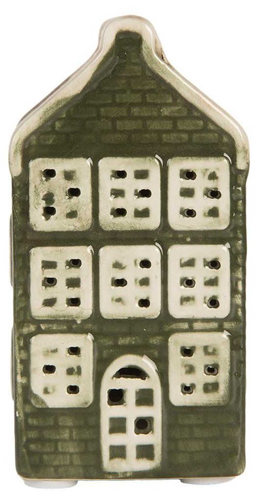 Clayre & Eef Dekoratives Haus mit LED Haus 4x4x8 cm Grün Produktbild 