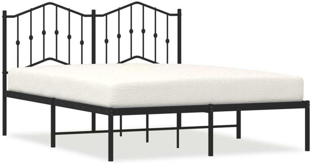 Bettgestell mit Kopfteil Metall Schwarz 140x200 cm