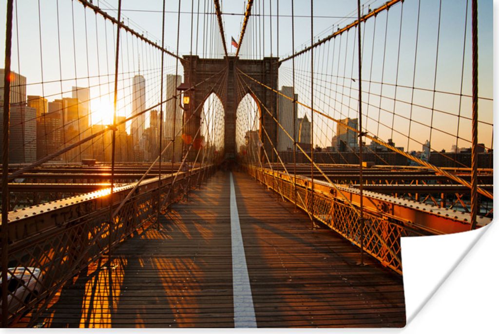 MuchoWow Poster Brooklyn Bridge in New York bei Sonnenuntergang 180x120 cm - Fotoplakat