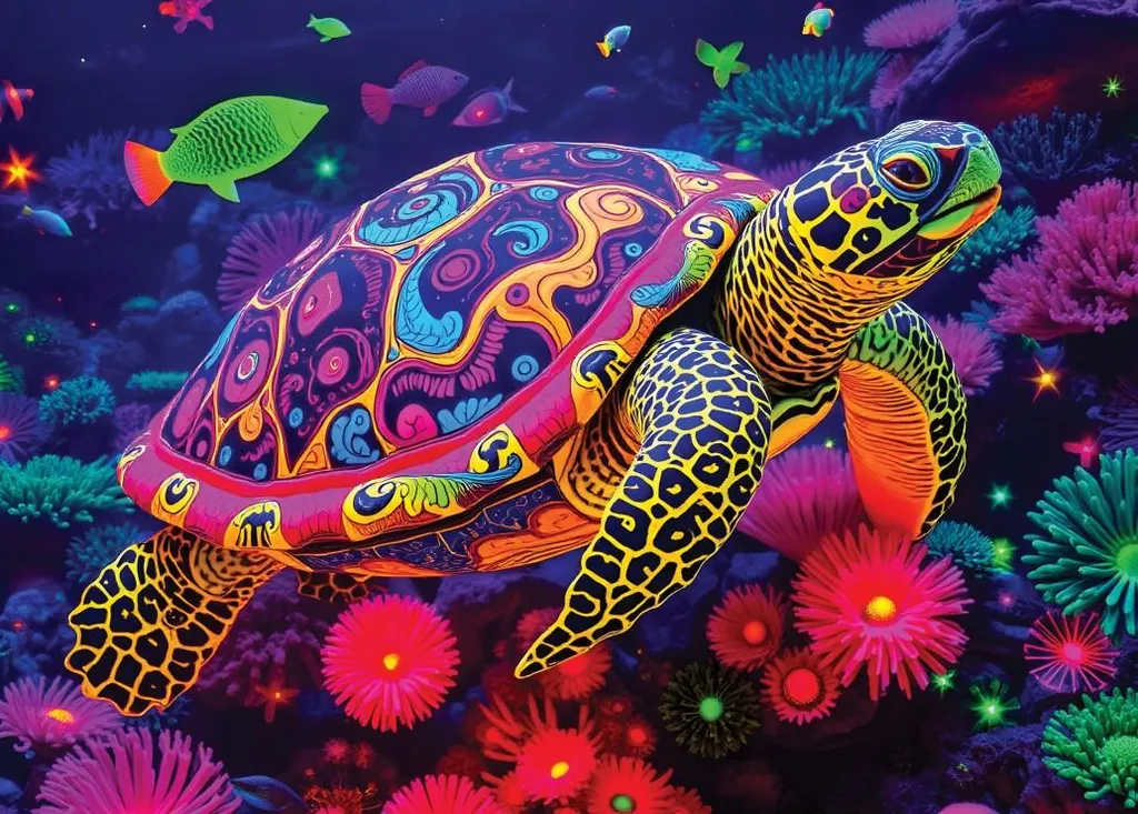 Puzzle amusant de 500 pièces Tortue arc-en-ciel - Activité de loisir