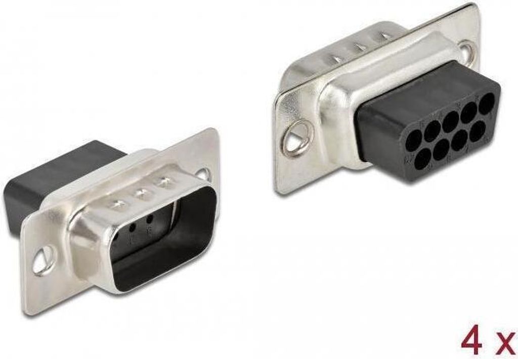 Delock Crimp-Gehäuse - D-Sub 9-poliger Stecker (Packung mit 4)