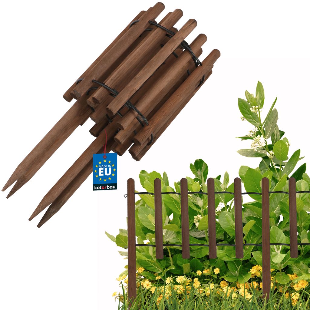 KOTARBAU Beeteinfassung 185 x 55cm Rollborder Flexible Beetumrandung Beet Zaun Abgrenzung für Blumenbeete Mini Steckzaun Rasenkante Kiefernholz ...
