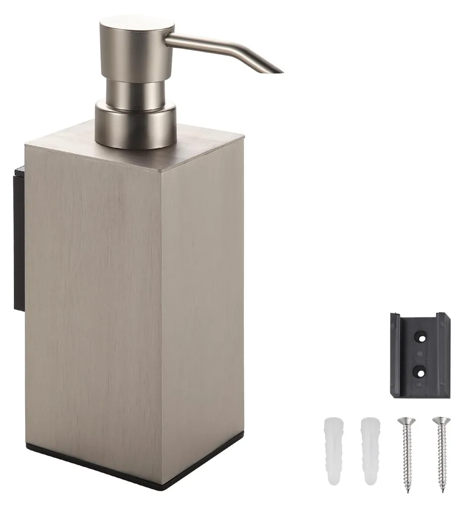 Distributeur de savon inox et aluminium noir mat 240 ml fixation murale