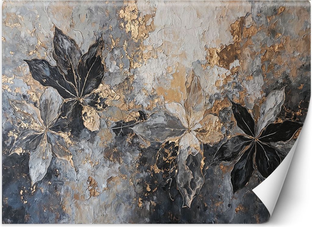 Fototapete Feeby Blatt Abstrakte Textur Gold Botanik Exotische florale Abstraktionen 150x105 cm