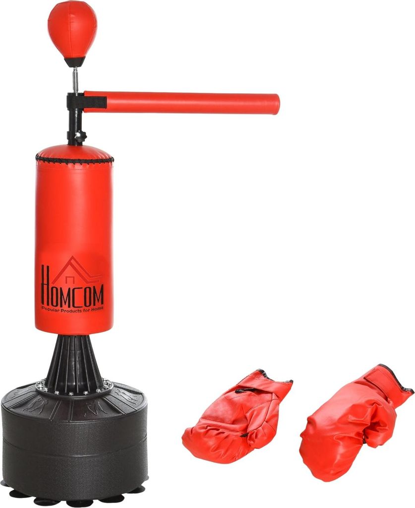 Standboxsack Boxtrainingsgerät Mit Zubehör Boxassistent Training Boxsack Schwarz Rot 88 X 48 X 155-205 Cm