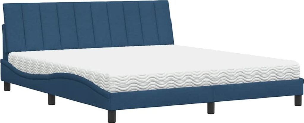 Bett mit Matratze "Hanko" Blau 180x200 cm Stoff